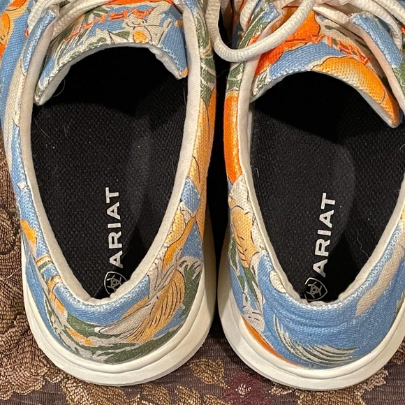 Ariat Hilo Hula Print Canvas Boat Shoe Mens size 9.5 Blue Orange Coastal Moc main image 9
